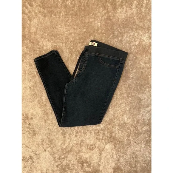 LEI Womens XL Dark Wash Skinny Pull On Jeggings Drawstring Elastic Waist Denim - Picture 13 of 13